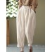 Leisure Solid Cotton Pocket Casual Cotton Pants