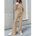 Women Turtleneck Solid Color Ankle Length Zipper Elastic Waist Two  Piece Sets